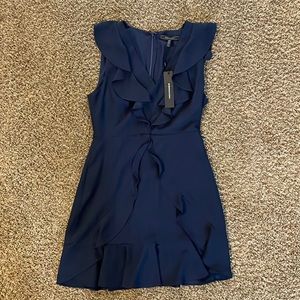 BCBG navy flutter sleeve mini dress